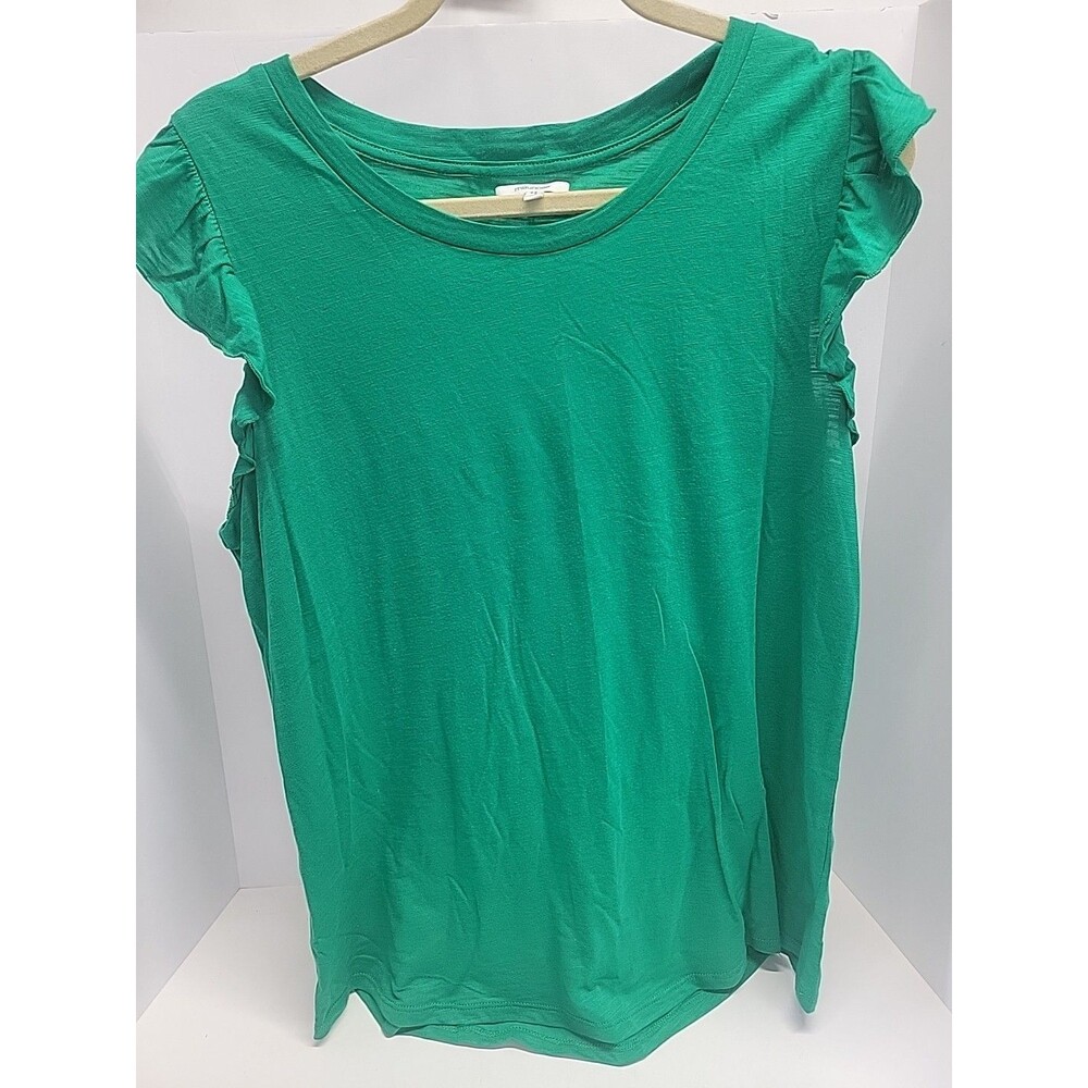 Maurices Top Womens Large Green Ruffled Sleeves Preppy